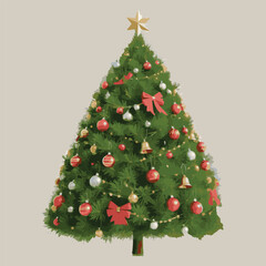 Festive Christmas Tree with Ornaments and Star Topper