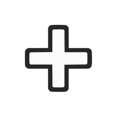 Obraz premium Bold Outline Plus Sign Icon for Addition, Mathematics, and Graphic Design Use, isolated, vector