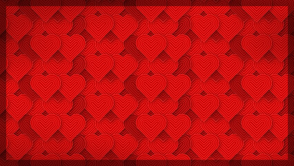Heart background. Modern and minimalist heart pattern background with red and pink heart lines. Printable and vectorially for Valentine's Day.