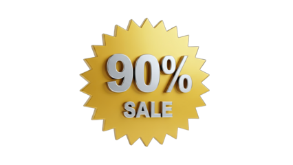 90% Sale Badge on White Background