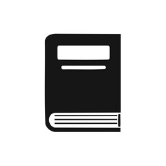 Simple Book Illustration, Closed Hardback, Studying, Reading, Black Silhouette, Cover with Blank Label