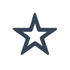 Star Icon: Simple outline of a five-pointed star on a white background for various use.