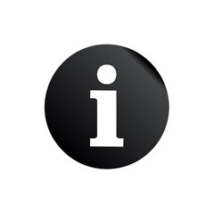 Information Icon on Black Circular Sticker with Peel Effect Informative Symbol