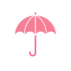 Pink Umbrella Icon Isolated Protection Against Rain Weather Symbol Forecast Graphics