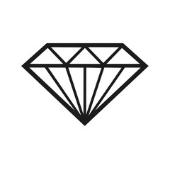 Diamond Shape Graphic for Jewels Luxury Industry Treasure Fashion Glamour Line Art Isolated