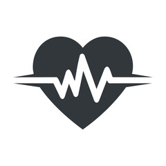 Heartbeat Symbol Black Silhouette: Medical Health Rhythm Signal