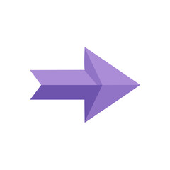 Isolated Purple Arrow Icon Flat Design Pointing to the Right Direction Navigation Button