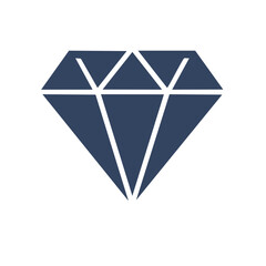Simple diamond icon on white for design or logo element, luxury gem in flat design