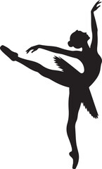 Fototapeta premium Ballet Dancer Silhouette – Silhouette of Ballerina Vector on White”
