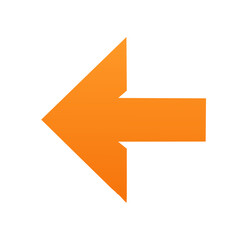 Orange Arrow Pointing Left: Direction, Navigation, and UI Symbol on White Background