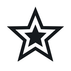 Single Five Pointed Star with Double Outline Simple Black and White Icon Design