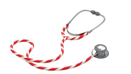Stethoscope with candy cane pattern for Christmas healthcare, holiday medical advice