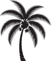 Obraz premium “Palm Tree Silhouette – Tropical Tree Black Vector on White