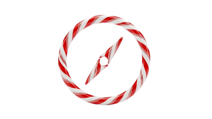 Compass made from candy cane stripes for holiday travel, direction, or Christmas journey