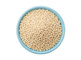 Isolated bowl of cooked couscous, a healthy and delicious Mediterranean side dish or main ingredient