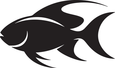 Obraz premium Fish Silhouette – Schooling Fish Vector Silhouette Black on White