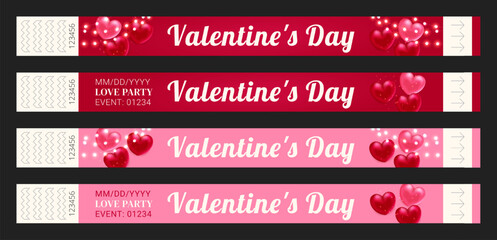 Valentine&rsquo;s Day event wristband. Vector template