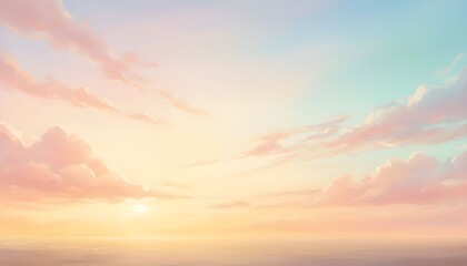 Fototapeta premium Soft pastel sky with clouds at sunrise or sunset serene atmospheric background for nature and travel themes gentle light
