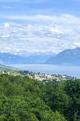 Scenic Lake and Mountain Landscape with a Charming Lakeside Village