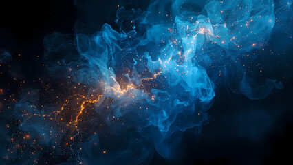 Obraz premium Abstract Cosmic Nebula Swirls with Glowing Particles Deep Space Sci Fi Background overlay