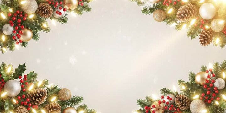 Three festive christmas corner garland borders for holiday design isolated on transparent background