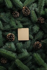 A cozy and festive scene with a natural touch. The card is the perfect way to wish someone happy holidays.