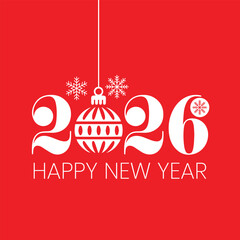 Happy new year 2026 simple design poster art