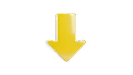 Yellow Down Arrow Pointing Down on White Background