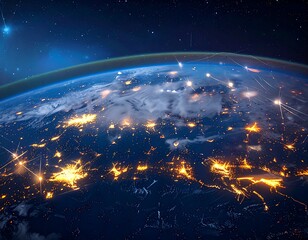 Abstract Global Logistics Network Map with Glowing Connection Lines