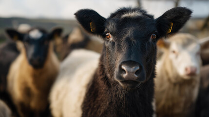 Agricultural workers tagging livestock with RFID ear markers, handheld readers tracking health records, grazing patterns, and herd movement across large farmlands. cinematic color correction,