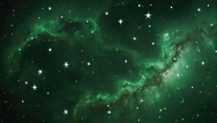 Fototapeta premium Emerald Nebula - A Cosmic Tapestry of Stars and Green Hues.