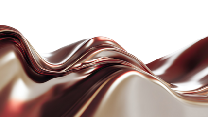 Title: Abstract Wavy Metallic Surface in Warm Brown and Red Tones on White Background