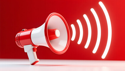 Megaphone spreading messages and influence