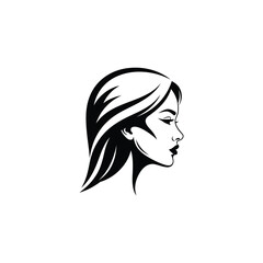 Dynamic vector illustration of a woman's elegant side profile, capturing serene beauty and sophisticated style, perfect for contemporary logo designs