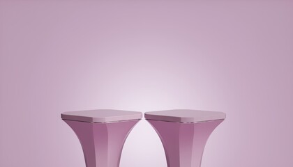 minimalist pastel pink sculptural side tables with geometric shapes and glossy finish