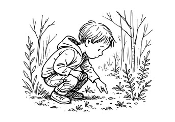  Forest hand drawn simple sketch vector illustration