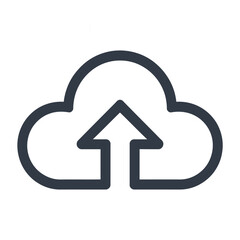 Simple cloud with up arrow, minimalist, line art style, black and white, digital illustration