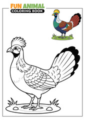 Cute Himalayan Monal Printable Coloring Book Page for Kids with Full Color Reference