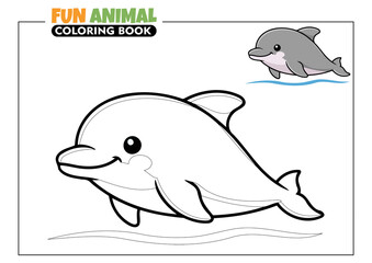 Cute Irrawaddy Dolphin Printable Coloring Book Page for Kids with Full Color Reference