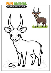 Cute Saola Printable Coloring Book Page for Kids with Full Color Reference