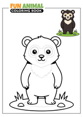 Cute Spectacled Bear Printable Coloring Book Page for Kids with Full Color Reference