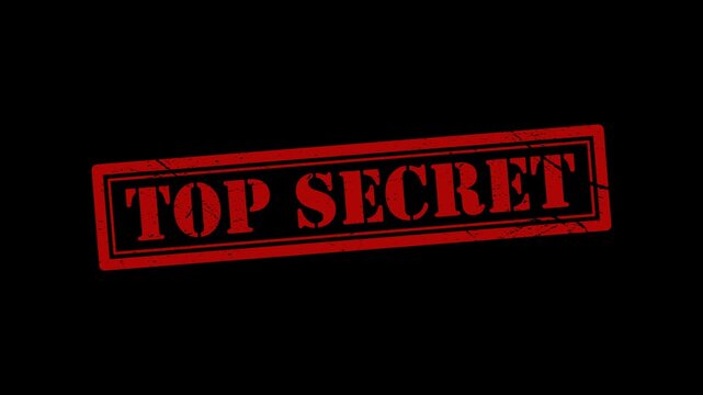 Red Grunge Top Secret Stamp Animation on Transparent Background, Alpha Channel, Vintage Rubber Ink Effect, Confidential Warning Label Motion Graphic for Security, Classified Information, Alert Design