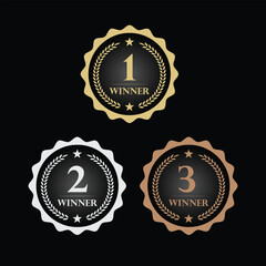 Luxury Gold, Silver, and Bronze Award Seal Icons - 1st, 2nd, and 3rd Place Winner Labels