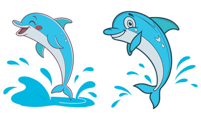cartoon dolphin art and illustrator eps 10 isolated