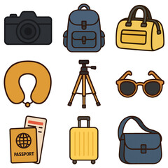 Travel Essentials Icon Set