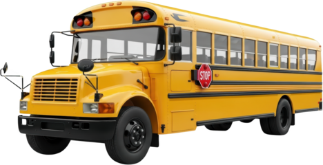 Bright yellow American school bus with side stop sign displayed and row of passenger windows isolated image Transportation Vehicle Student Education Public