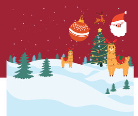 Red Illustration Christmas Presentation santa, snow, winter, santa claus, tree, holiday, gift, xmas, cartoon, illustration, snowman, card, vector, celebration, new, hat, new year, december, year, gree