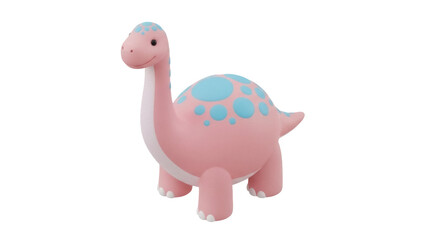 Isolated Pink Dinosaur with Blue Spots Standing Upright Cute and Playful for Kids Toy