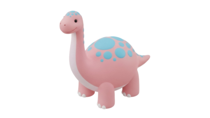 Isolated Pink Dinosaur with Blue Spots Standing Upright Cute and Playful for Kids Toy