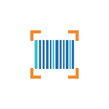 Qr code, barcode icon logo flat vector design
